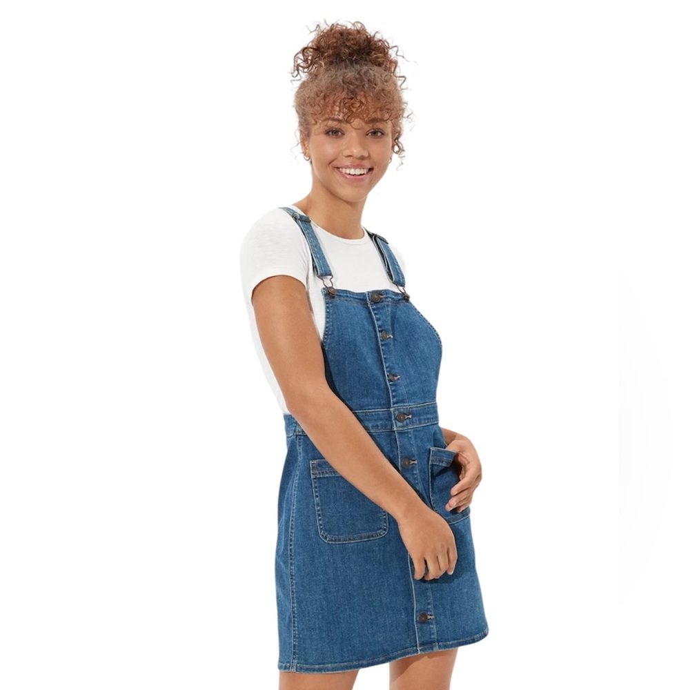 American Eagle AE Denim Skirtall Super Stretch Dress Overall NWT Size XS